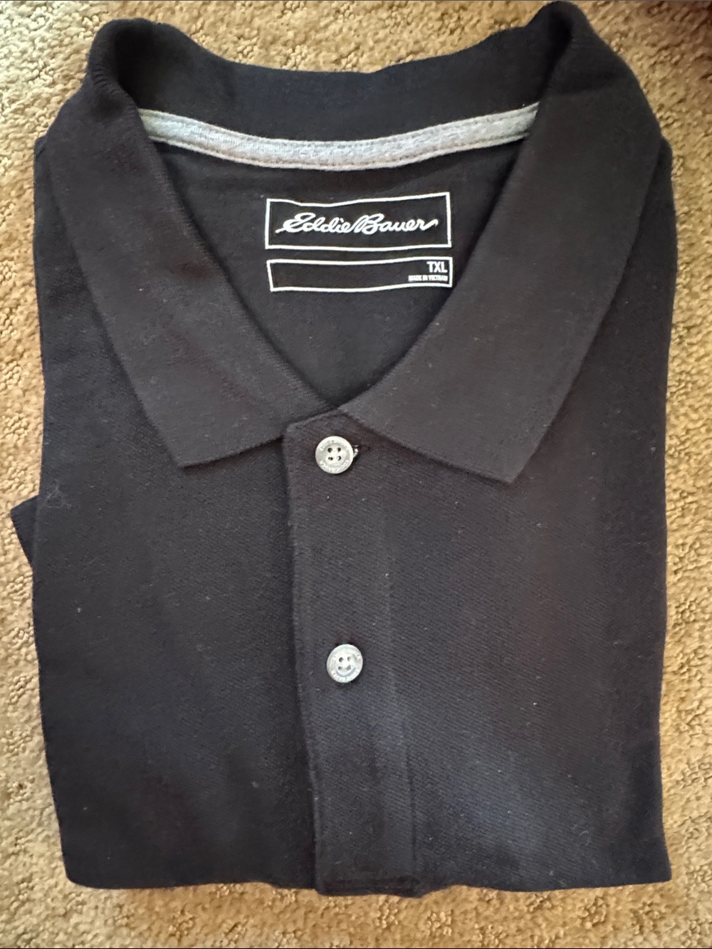 Eddie Bauer Men’s Black Polo with Contrast Neck Trim
